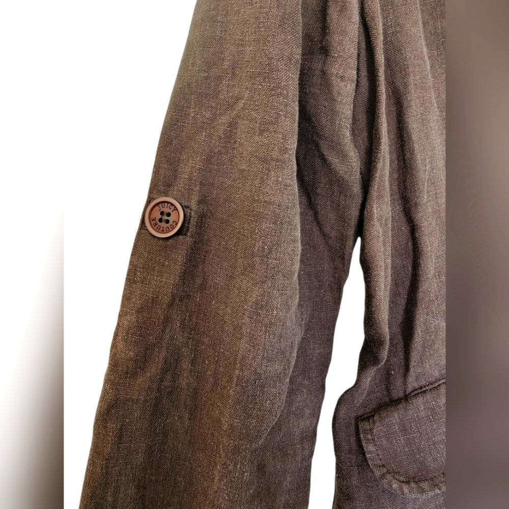 vintage JUICY COUTURE brown linen blazer jacket, size 8 - Picture 3 of 7